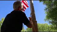 How to tie off rope/halyard to the flagpole cleat.