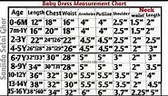 Baby Dress Measurement Chart For Sewing | 0 to 18 Year age measurement Chart
