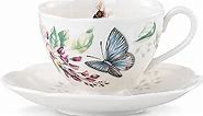 Lenox Porcelain Meadow Cup and Saucer, 1.3 LB, Blue Butterfly