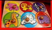 Lets Learn Sounds and Names ZOO Safari Animals with Puzzle-Melissa & Doug Wooden Puzzle-Kids Z Fun