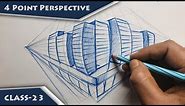 Easy 4 point perspective for beginners | Class-23 | How to draw 4 point perspective | How to draw