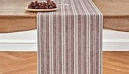 Solino Home Stripe Linen Table Runner 36 inches – 100% Pure Linen 14 x 36 Inch Table Runner, Burgundy and White Chelsea Stripe – Small Coffee Table Runner for Spring, Summer, Indoor, Outdoor