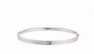 Girls' 14k White Gold Hinged Engraved Alphabet Bangle Bracelet