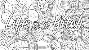 Life is a Bitch (Swear word coloring page) - Swear word Coloring Pages for Adults - Just Color : Coloring Pages for Adults & Kids