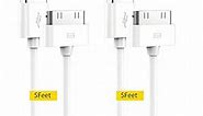 iPhone 4 4s Charger Cable iPad Charger, 2Pack 5 Feet Certified 30-Pin Charging Cable Compatible for iPad 1/2/3, iPhone 4/4S, iPhone 3G/3GS, iPod Nano 5th/6th and iPod Touch 3rd/4th gen