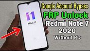 Redmi Note 7 (M1901F7I) FRP Unlock/ Google Account Bypass 2020 (Without PC)