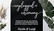 Welcome To Our Unplugged Ceremony Sign - Customized No Cell Phones Welcome Sign for Wedding - Elegant Black And White Arch Unplugged Ceremony Sign for the Wedding of Your Dreams (Paper)