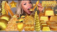 ASMR EDIBLE GOLD BARS, 24 KARAT GOLD HONEYCOMB, EDIBLE STILETTO, UNICORN HORN, JELLY MUKBANG 먹방