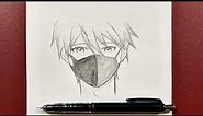 How to draw cool anime boy wearing face mask easy step-by-step
