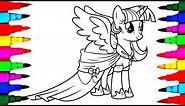 My Little Pony Princess Twilight Sparkle Coloring Pages l How to Color and Learn Colors for Kids