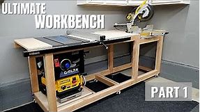 DIY Mobile Workbench & Compact Woodworking Station | Miter Saw, Table Saw, & Planer | Small Garage
