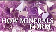 How minerals form. Formation of minerals. Geology, mineralogy. crystals, igneous, metamorphic