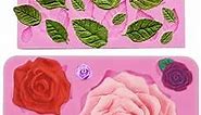 Large Rose Mold Silicone,Rose Flower and Leaves Fondant Cake Molds,Leaf Candy Chocolate Molds for Wedding Cake Decoration, Sugarcraft,Cupcake Topper,Polymer Clay,Soap Wax Making Crafting Projects