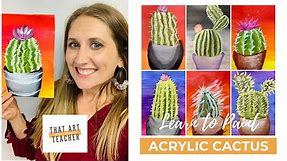 Learn How to Paint a Cactus | Acrylic Painting Lesson Step by Step