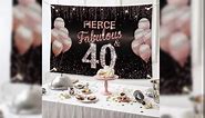 JOYKY Fierce Fabulous and 40 Banner Rose Gold Happy 40th Birthday Party Decorations for Women 5.9 X 3.8 Fts
