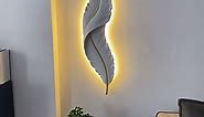 Wall Lamp Feather Wall Decor White Feather Modern Elegant Wall Lights LED Dimmable Wall Sconce Creative Art Resin Wings Decor Lighting for Bedroom Dining Living Room Hallway