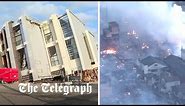 Japan earthquake: Buildings toppled as fires rip through residential areas