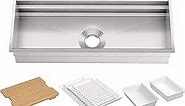 KOHLER Prolific 44 inch Extra Large Workstation Stainless Steel Single Bowl Kitchen Sink with included Accessories, 10 inches deep, 18 gauge, Undermount installation K-23652-NA