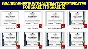 Grading Sheets with Automatic Certificates for Grades 1 to 12 | S.Y. 2021-2022