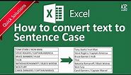 How to convert Capital text to Sentence case in Excel