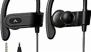 Avantree E171 - Sports Earbuds Wired with Microphone, Sweatproof Wrap Around Earphones with Over Ear Hook, in Ear Running Headphones for Workout Exercise Gym Compatible with Cell Phones