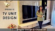 Living Room TV Unit Design | Marble TV Unit Design | Stone Tile TV Unit Interior Design | Ep-15