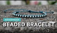 DIY Waterproof Beaded Square Knot Bracelet