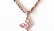 Bling Rose Gold Apple Watch Pink Butterfly Charm Necklace