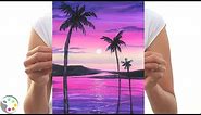 Easy Acrylic Painting for Beginners | How to Paint a Sunset with Palm Trees