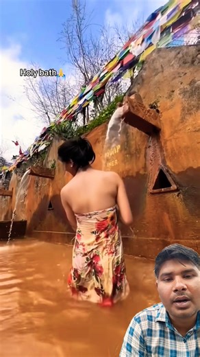 holy bath hot water 🌊 || Public Bath Experience in Nepal #bathing #shortvideo #shorts