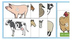 0 to 100 on Farm Animals Display Cut-Outs