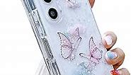MUNDULEA Compatible Samsung Galaxy Z Fold 5 Case Clear Butterfly Pink Women Girly Sparkle Glitter Soft TPU + PC Shockproof Protective Phone Cover for Samsung Galaxy Fold 5 (Butterfly Pink)