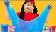 Jannie and Alex Pretend Play Make a Giant Colorful Slime | Fun Kids Video