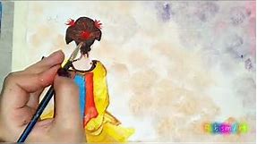 How to paint geisha girl in cherry blossoms | learn with me