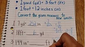 Grade 3-4 Math: Measurement - Convert Yards Feet and Inches
