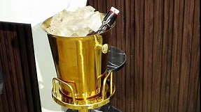Lallisa Ice Bucket with Stand Stainless Steel Standing Champagne Ice Bucket Ice Cube Container Wine Bucket on Stand Champagne Bucket for Beer KTV Club Bar BBQ Wedding Christmas (Gold,2 Pcs)