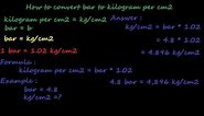 how to convert bar to kilogram per centi meter square kg/cm2