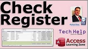 Microsoft Access Check Register Database Lessons and Template, Checkbook, Account, Bank Balances