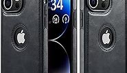Casus Designed for iPhone 14 Pro Case Vegan Leather Slim Logo View Classic Luxury Elegant Thin Protective Cover (2022) 6.1" (Black)