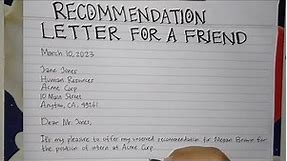 How To Write A Recommendation Letter for A Friend Step by Step | Writing Practices