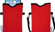 Tainada Men Women Neoprene Phone Sleeve Pouch Case Bag with Crossbody Strap/Neck Lanyard for iPhone 14/13 / 12 Pro Max, 14 Plus, Samsung S22+, A53, Google Pixel 6 (Red)