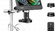 TOMLOV DM602 Pro 10.1" HDMI Digital Microscope 2000x, Pro Boom Arm Stand, LCD Soldering Microscope with 3 Lens, Adults Microscope for Electronics Repair, Coin Microscope Ring Light,PC Compatible, 64G