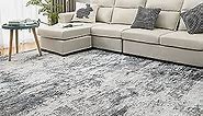 Area Rug Living Room Rugs: 5x7 Indoor Abstract Soft Fluffy Pile Large Carpet with Low Shaggy for Bedroom Dining Room Home Office Decor Under Kitchen Table Washable - Gray/Blue