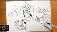 How to Draw Taz The Tasmanian Devil from Space Jam