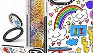 Kokaaee (2in1 for iPhone 14 Pro Max Case for Women Girls Cute Rainbow Collage Girly Phone Cases Sun Stars Art Colorful Design Fashion Space Soft TPU Bumper Cover+Ring Holder for 14ProMax 6.7"