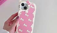 AUCAN Cute Silicone Case for iPhone 11 6.1", Pink Kawaii Soft Funny Cover, Shockproof Classic Cat Bow Cellular Phone Case for Girls Women