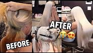 EXTREME HAIR TRANSFORMATION: 40 INCH PERMANENT WHITE EXTENTIONS!!!