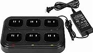 SAMCOM Six Way Charger Multi Unit Rapid Gang Charger Station with Removable AC Adapter Compatible with FPCN30A Walkie Talkie and Battery (1 Pack)