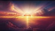 Floating In Clouds During Sunrise Or Sunset Skyline In Light Of Heaven Christian Worship Background