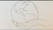 How to draw Hand holding Earth |Save Earth Drawing |easy pencil drawing |
